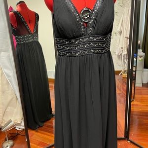 Olga Casini Black Silk Beaded Dress Size 12